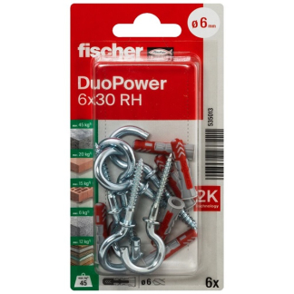 Fischer Universele plug met ronde haak | Fischer DuoPower | 6 stuks (6x30) 535013 K100702739 - 