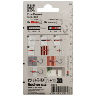 Fischer Universele plug met ronde haak | Fischer DuoPower | 6 stuks (6x30) 535013 K100702739 - 