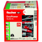 Fischer Universele plug met schroef | Fischer DuoPower | 50 stuks (8x40, PZ2) 535460 K100702727 - 2