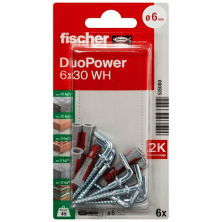 Fischer Universele plug met winkelhaak | Fischer DuoPower | 6 stuks (6x30) 535000 K100702737 - 