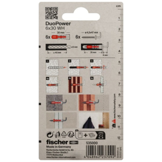 Fischer Universele plug met winkelhaak | Fischer DuoPower | 6 stuks (6x30) 535000 K100702737 - 