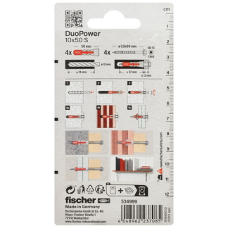 Fischer Universele plug met zeskantschroef | Fischer DuoPower | 4 stuks (10x50) 534999 K100702736 - 