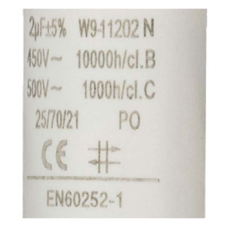 Fixapart Condensator - Aanloop - 2.0 μF (Max. 450V, Met kabel) W9-11202N K010809031 - 3