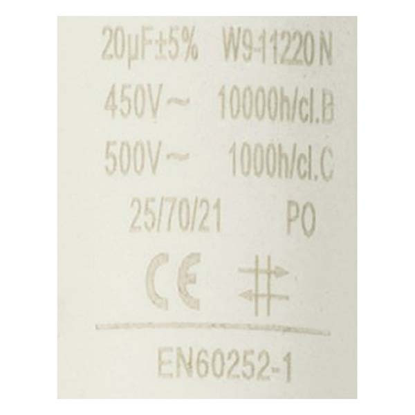 Fixapart Condensator - Aanloop - 20.0 μF (Max. 450V, Met kabel) W9-11220N K010809037 - 3
