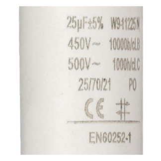 Fixapart Condensator - Aanloop - 25.0 μF (Max. 450V, Met kabel) W9-11225N K010809038 - 3