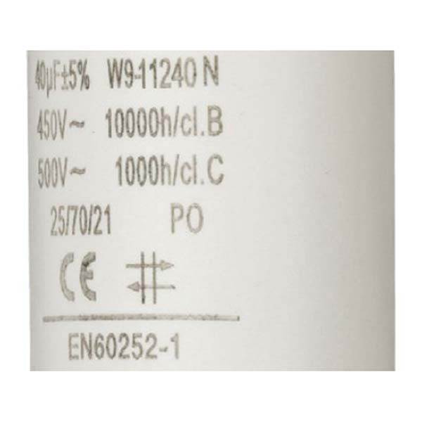 Fixapart Condensator - Aanloop - 40.0 μF (Max. 450V, Met kabel) W9-11240N K010809040 - 3