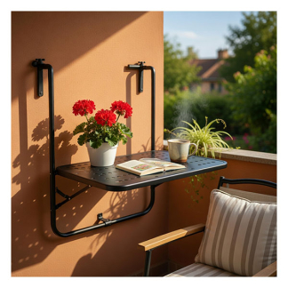 Gardalux Balkontafel | Gardalux | 60 x 43 cm (Inklapbaar, Zwart) X99001750 K170105945 - 2