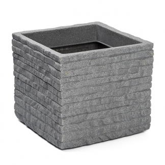 Gardalux Bloempot | Gardalux | 27 centimeter (Kunststof, Vierkant, Buiten, Steenlook, Grijs) Y54195210 K170103407