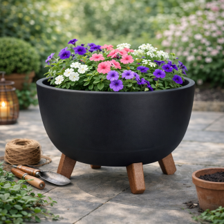 Gardalux Bloempot | Gardalux | 29.2 x 29 x 17 cm (Op poten, Polyethyleen, Binnen/Buiten, Zwart) Y89300630 K170105855 - 2