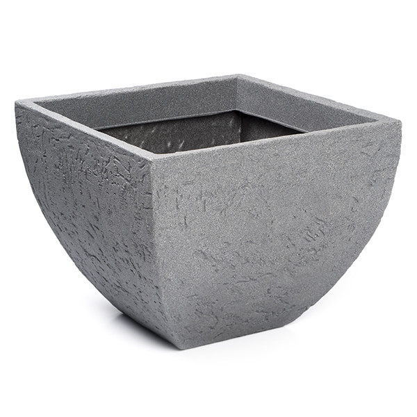 Gardalux Bloempot | Gardalux | 40 cm (Kunststof, Vierkant, Buiten, Steenlook, Grijs) Y54195090 K170103406 - 1