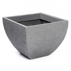 Bloempot | Gardalux | 40 cm (Kunststof, Vierkant, Buiten, Steenlook, Grijs)