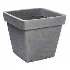 Bloempot | Gardalux | 40 cm (Kunststof, Vierkant, Buiten, Steenlook, Grijs)