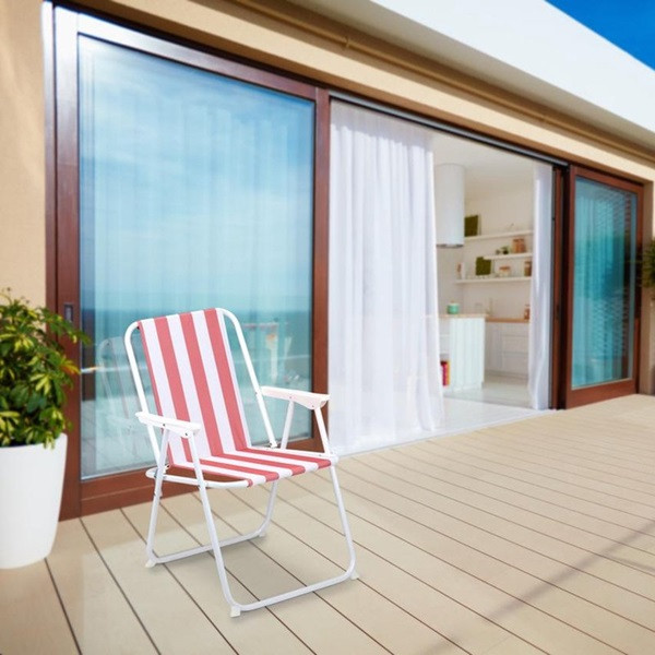 Gardalux Campingstoel | Lifetime Garden | 51 x 46 x 76 cm (Beach, Inklapbaar, Rood/wit) 50243 871125233484 K170105211 - 2