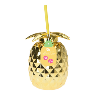 Gardalux Drinkbeker | Gardalux |  750 ml (Ananas, Schroefdeksel, Rietje, Kunststof, Goud) 170482100 K170105248