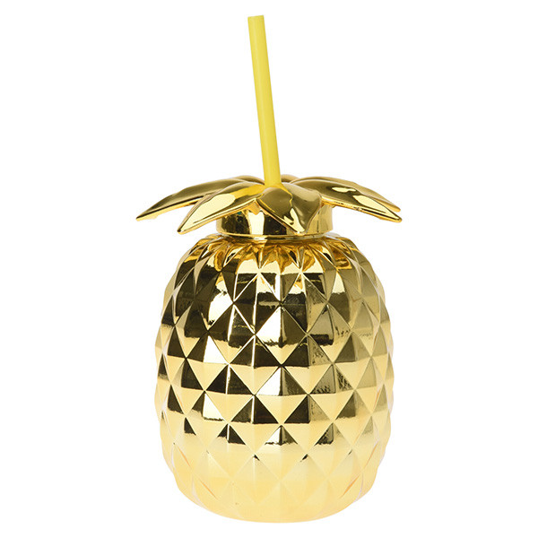Gardalux Drinkbeker | Gardalux |  750 ml (Ananas, Schroefdeksel, Rietje, Kunststof, Goud) 170482100 K170105248 - 1