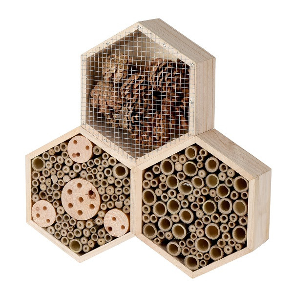Gardalux Insectenhotel | Gardalux | 3 kamers | Driehoek (Solitaire bijen, torren en oorwormen) HZ1904940 K170116335 - 1