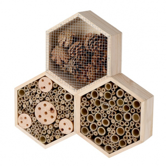 Gardalux Insectenhotel | Gardalux | 3 kamers | Driehoek (Solitaire bijen, torren en oorwormen) HZ1904940 K170116335 - 