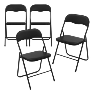 Gardalux Klapstoel | Gardalux | 43 x 77.5 x 46 cm | 4 stuks (Staal, PU-leer, Zwart, Binnen/buiten)  V170103368