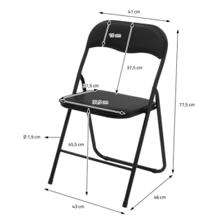 Gardalux Klapstoel | Gardalux | 43 x 77.5 x 46 cm | 4 stuks (Staal, PU-leer, Zwart, Binnen/buiten)  V170103368 - 2