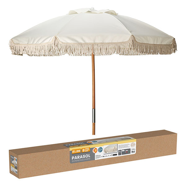 Gardalux Parasol | Gardalux | Ø 180 x 118 cm (Beige, Rond, Hout) FE5000150 K170105263 - 3