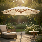 Gardalux Parasol | Gardalux | Ø 250 x 220 cm (Crème, Rond, Hout, UV 30+) FE5000100 K170105959 - 2