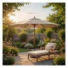 Gardalux Parasol | Gardalux | Ø 250 x 220 cm (Taupe, Rond, Hout, UV 30+) FE5000110 K170105266 - 2