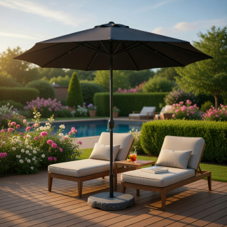 Gardalux Parasol | Gardalux | Ø 300 x 248 cm (Donkergrijs, Rond, UPF 30+) FD4200630 K170105955 - 3