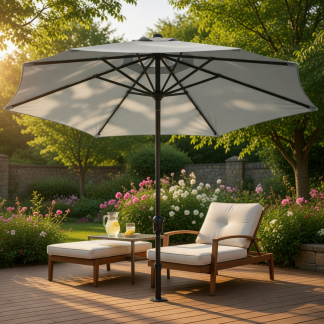 Gardalux Parasol | Gardalux | Ø 300 x 248 cm (Lichtgrijs, Rond, UPF 30+) FD4200620 K170105954 - 2