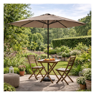 Gardalux Parasol | Gardalux | Ø 300 x 248 cm (Taupe, Rond, UPF 30+) FD4200610 K170105953 - 4