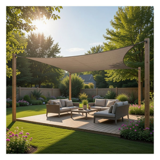 Gardalux Schaduwdoek vierkant | Gardalux | 3 x 3 meter (Waterafstotend, Taupe) C46400710 K170103458 - 2