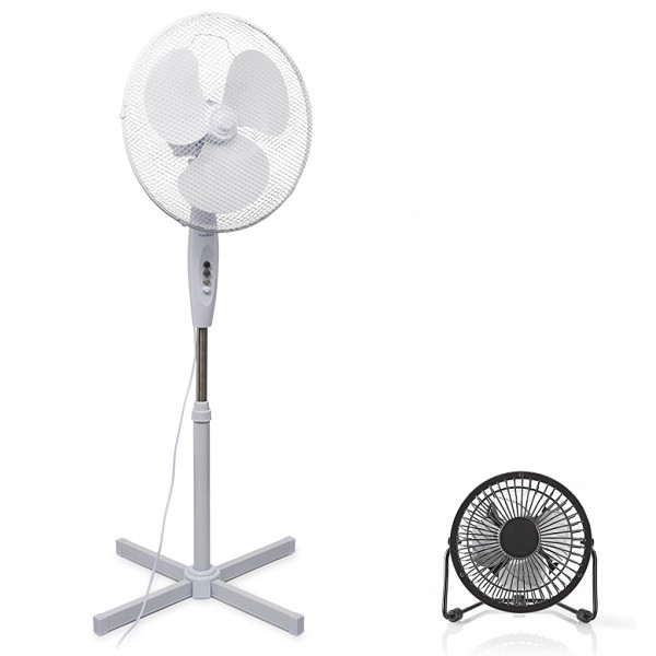 Gardalux Staande ventilator + USB ventilator |  Ø 40 + 10 cm (3 standen, Verstelbaar, Wit/Zwart)  K170104137 - 1
