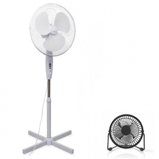 Gardalux Staande ventilator + USB ventilator |  Ø 40 + 10 cm (3 standen, Verstelbaar, Wit/Zwart)  K170104137 - 1