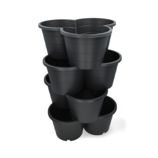 Gardalux Stapelbare bloempot | Gardalux | 40 x 42 x 21 centimeter (Set van 4 stuks, Antraciet, 3 voudig, Kunststof) Y54201210 K170105377 - 1