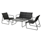 Tuinset | Gardalux | 4-delig (Metaal, Polyester, Zwart)
