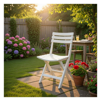 Gardalux Tuinstoel | Gardalux | 44 x 41 x 78 cm (Inklapbaar, Wit) 042980650 K170105276 - 2