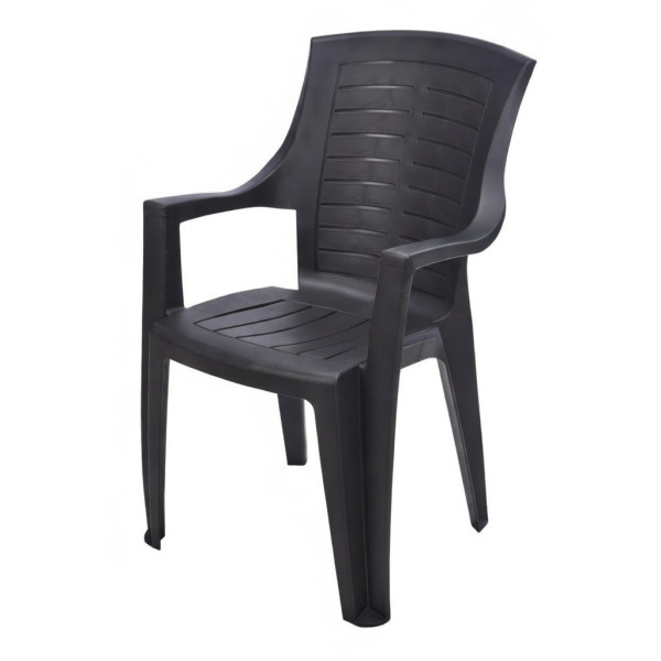 Gardalux Tuinstoel | Gardalux | 55 x 60 x 91 (Stapelbaar, Kunststof, Grijs) 42981610 K170105931 - 1