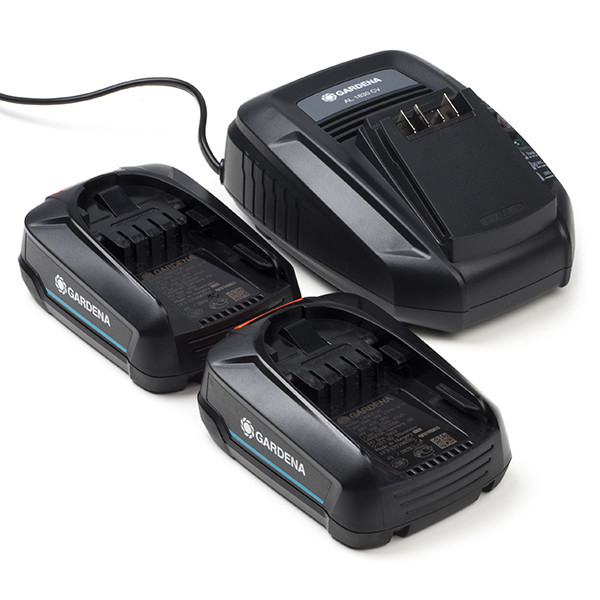 Gardena Accu met oplader | Power For All | 2 accu's (18V, 2500 mAh, Led display, Snelladen) 14907-20 K170114227 - 1