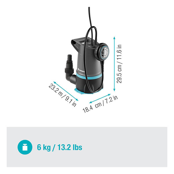 Gardena Dompelpomp | Gardena | 20.000 ltr/u (550 W, 2-in-1, Schoon water, Vuil water, Vlotterschakelaar) 09018-47.000.00 K170100012 - 2