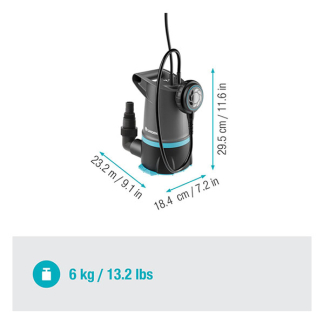 Gardena Dompelpomp | Gardena | 20.000 ltr/u (550 W, 2-in-1, Schoon water, Vuil water, Vlotterschakelaar) 09018-47.000.00 K170100012 - 2