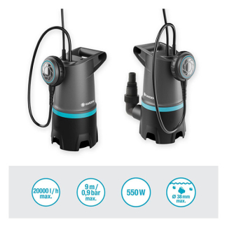 Gardena Dompelpomp | Gardena | 20.000 ltr/u (550 W, 2-in-1, Vuil water, Vlotterschakelaar) 09017-47.000.00 K170100011 - 2