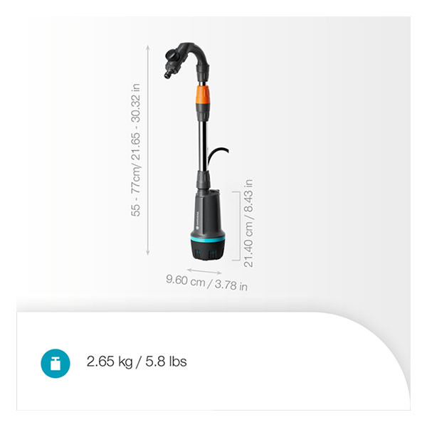 Gardena Regentonpomp | Gardena | 2400 ltr/u (Accu, 2500 mAh) 14605-20.000.00 K170114263 - 3