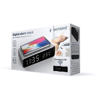 Gembird Digitale wekker | Gembird (Draadloze Qi oplader, LCD display, Zilver) DAC-WPC-01-S K170108364 - 
