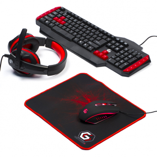 Gembird Gaming set | Gembird (RGB muis, Toetsenbord, Muismat, Headset, Rood/zwart) GGS-UMG4-02 K101504012 - 1