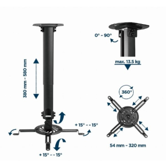 Gembird Projector beugel | Gembird | Plafond (Draai-, kantel- en zwenkbaar, 13 kg, Zwart) CM-B-01 K101501149 - 5