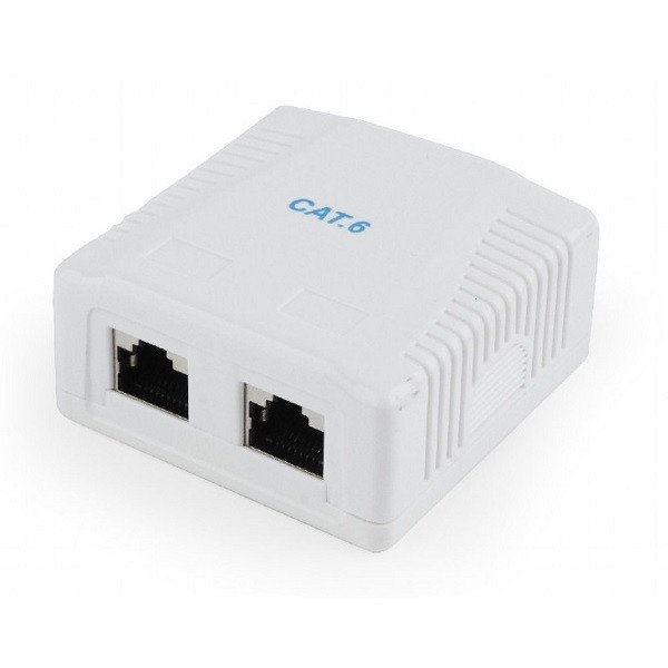 Gembird RJ45 wandcontactdoos | FTP (2x RJ45, Cat6, Horizontaal, Opbouw) NCAC-2F6-01 K170108352 - 1