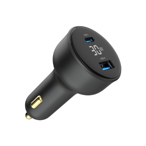 Gembird USB autolader | Gembird | 2-poorts (30W, USB A, USB C, Power Delivery, Lcd-scherm, Zwart) TA-UC-AC2PD30LCD-CAR-01 K010221071 - 1