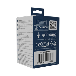 Gembird Wereldstekker | Gembird | Wereld naar Type F (Geaard) A-AC-EUMINTF K050801089 - 9
