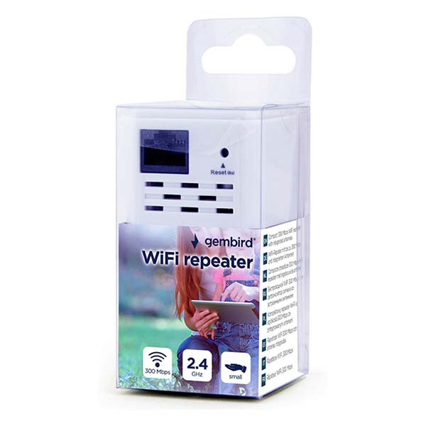 Gembird Wifi repeater - Gembird (300 Mbps, Access point, 2.4 GHz, Wit) WNP-RP300-03 K060302371 - 2