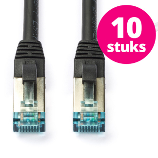 10 stuks | Netwerkkabel | Cat6a S/FTP | 0.5 meter (Zwart)