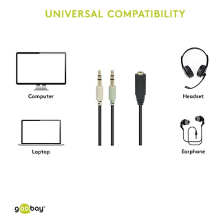 Goobay 3.5 mm jack splitterkabel | Goobay | 0.4 m (4-pin, Stereo) 48980 K010301553 - 3